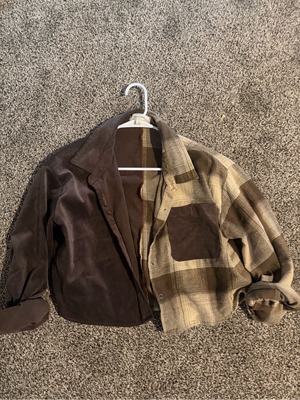 Two-Tone Brown Suede & Plaid Shacket - Picture 2 of 6